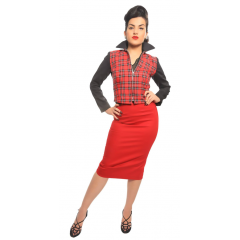 VESTE TARANTULA "Boyfriend Jacket" Black & Red Plaid