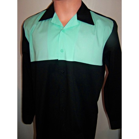 CHEMISE manches longues Two tone Black & Mint