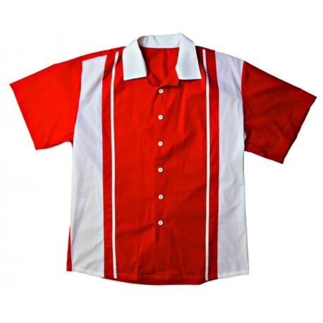 Retro Bowling Shirt Red & White - Al Fifties Store