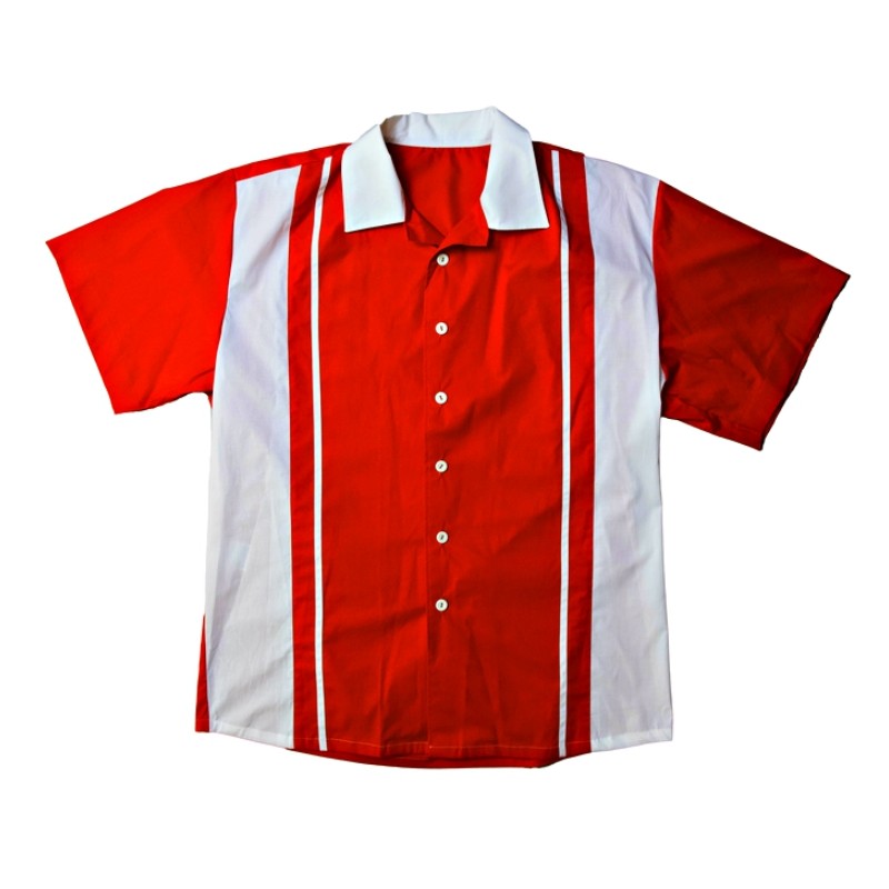Retro Bowling Shirt Red & White - Al Fifties Store