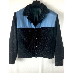 ELVIS Jacket Black & Blue Fleck (Wool) & Blue (Rayon)