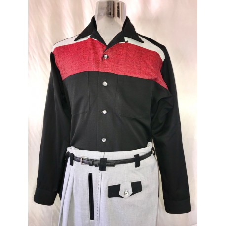 SWANKYS DEL MAR Ls Shirt Black & red fleck