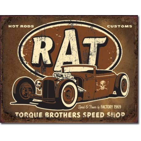 PLAQUE US TIN SIGN - TORQUE RAT ROD