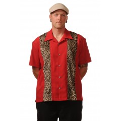 CHEMISE PANEL LEOPARD ROUGE