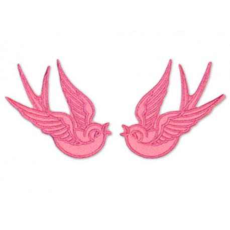 PATCH HIRONDELLES ROSE x2