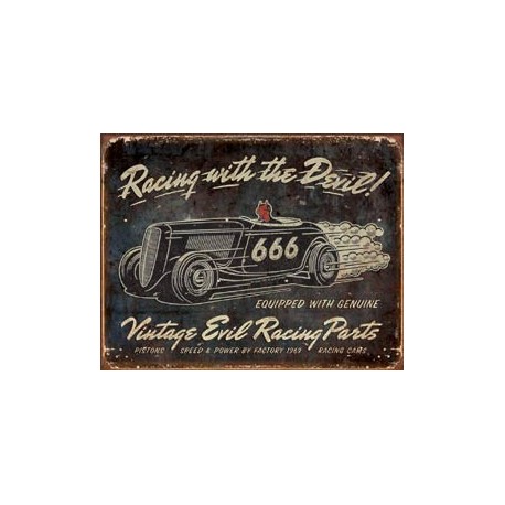 PLAQUE US TIN SIGN - VINTAGE EVIL RACING