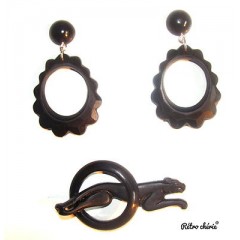 SET BOUCLES D'OREILLES + BROCHE "PANTERA ART DECO"