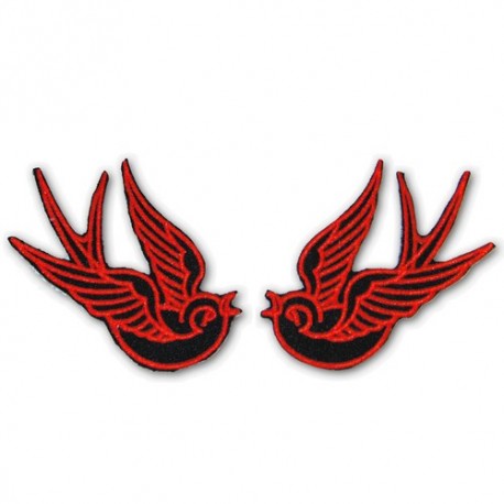 PATCH HIRONDELLES ROUGE/NOIRES x2